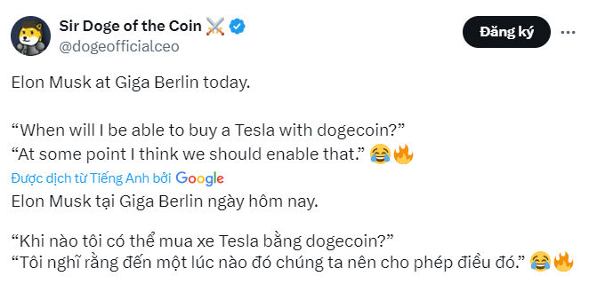 Tương lai của người dùng mua Tesla có thể thanh toán bằng Dogecoin