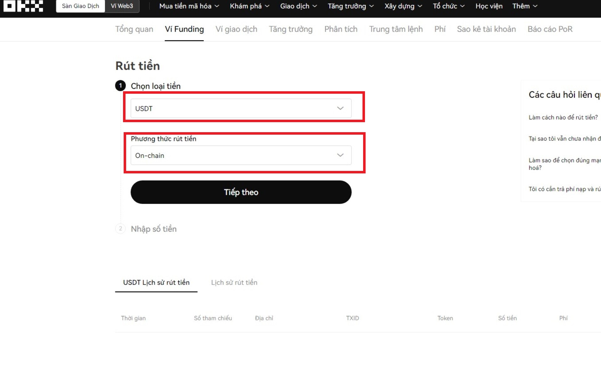 Hướng dẫn cách rút tiền từ sàn OKX