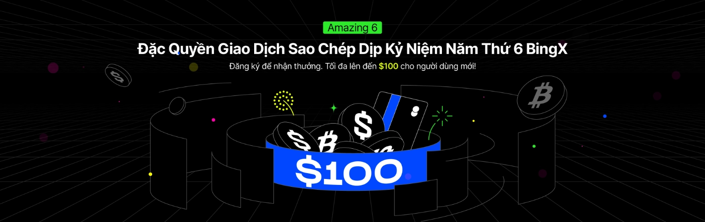 Nhận tới 100$ khi sao chép giao dịch trên BingX
