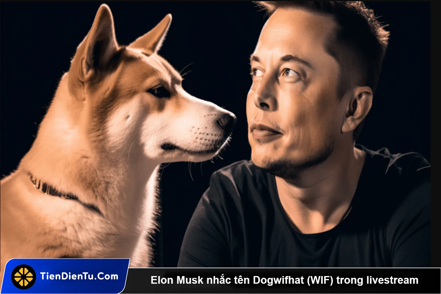 Elon Musk nhac ten Dogwifhat WIF trong livestream cua minh