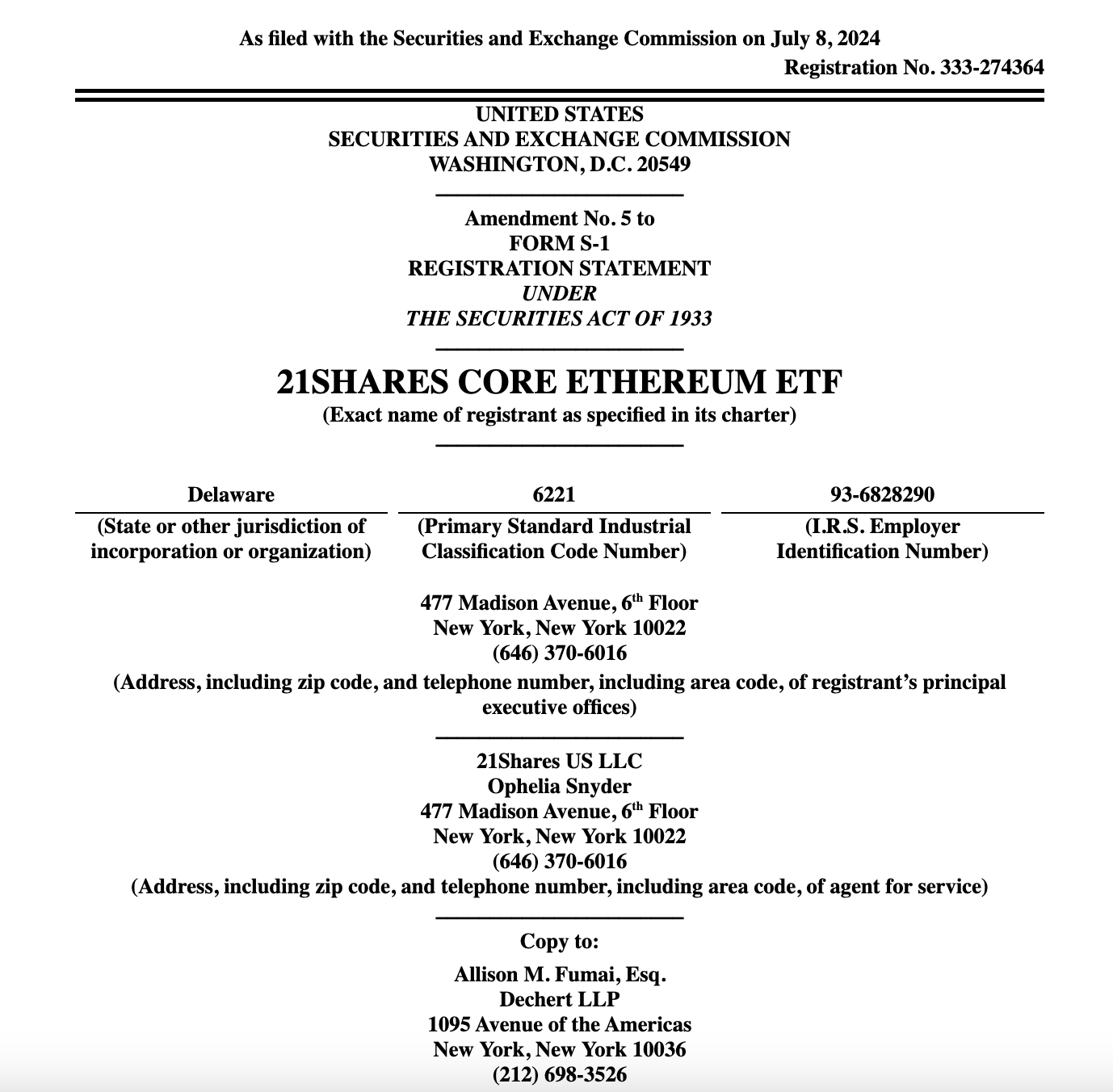 21Shares Ether ETF