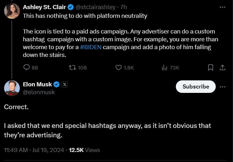 Elon Musk on X