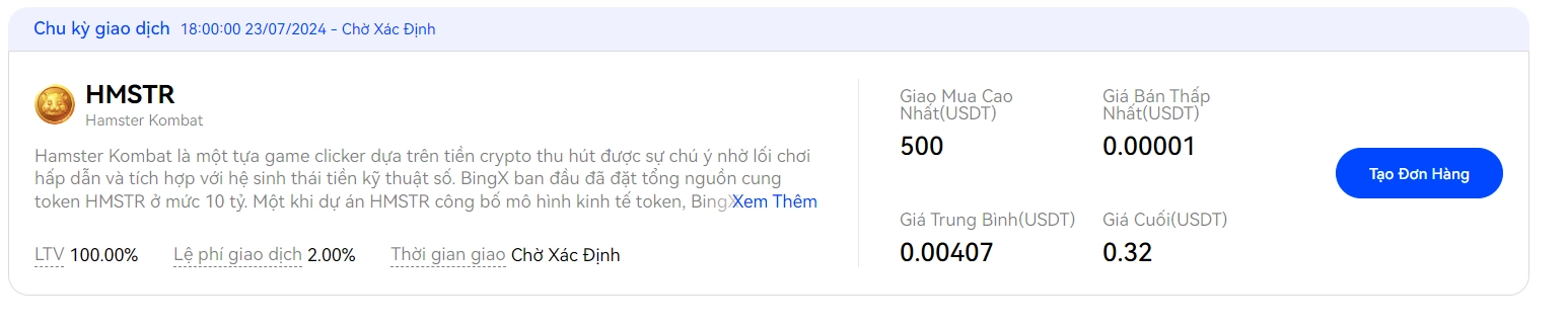 Giao dịch HMSTR trên BingX Pre-market