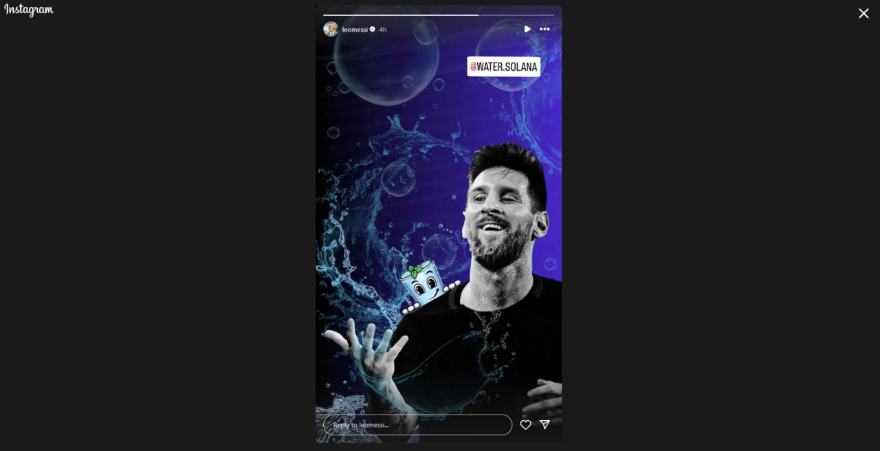 Memecoin Solana WATER Xuất Hiện Trên Instagram Của Messi 