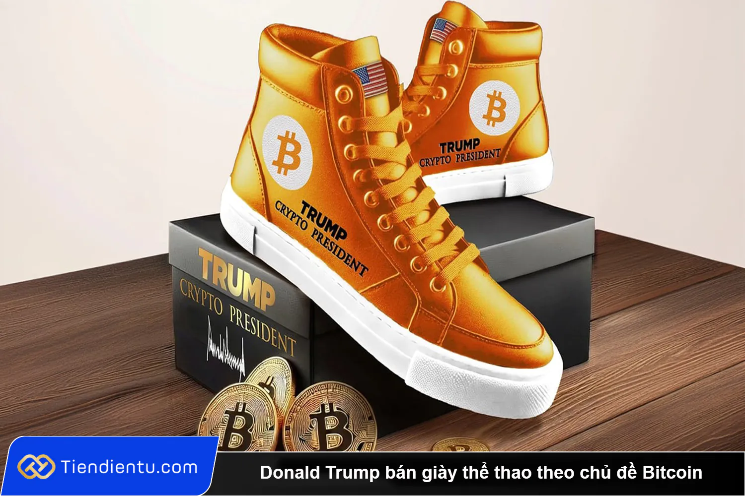 Donald Trump ban giay the thao theo chu de Bitcoin