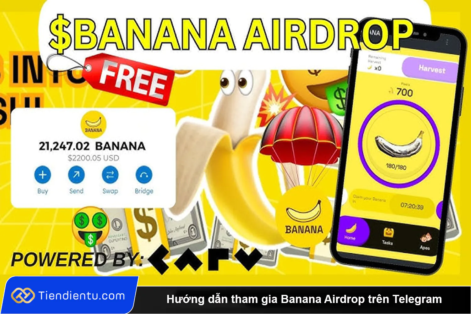 Huong dan tham gia Banana Airdrop tren Telegram