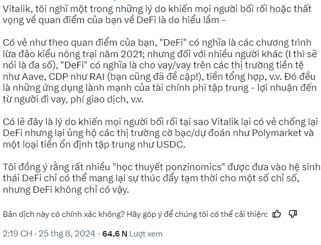 Tài khoản "0xstrobe" đã đưa ra các phản biện đối với quan điểm của Vitalik Buterin: