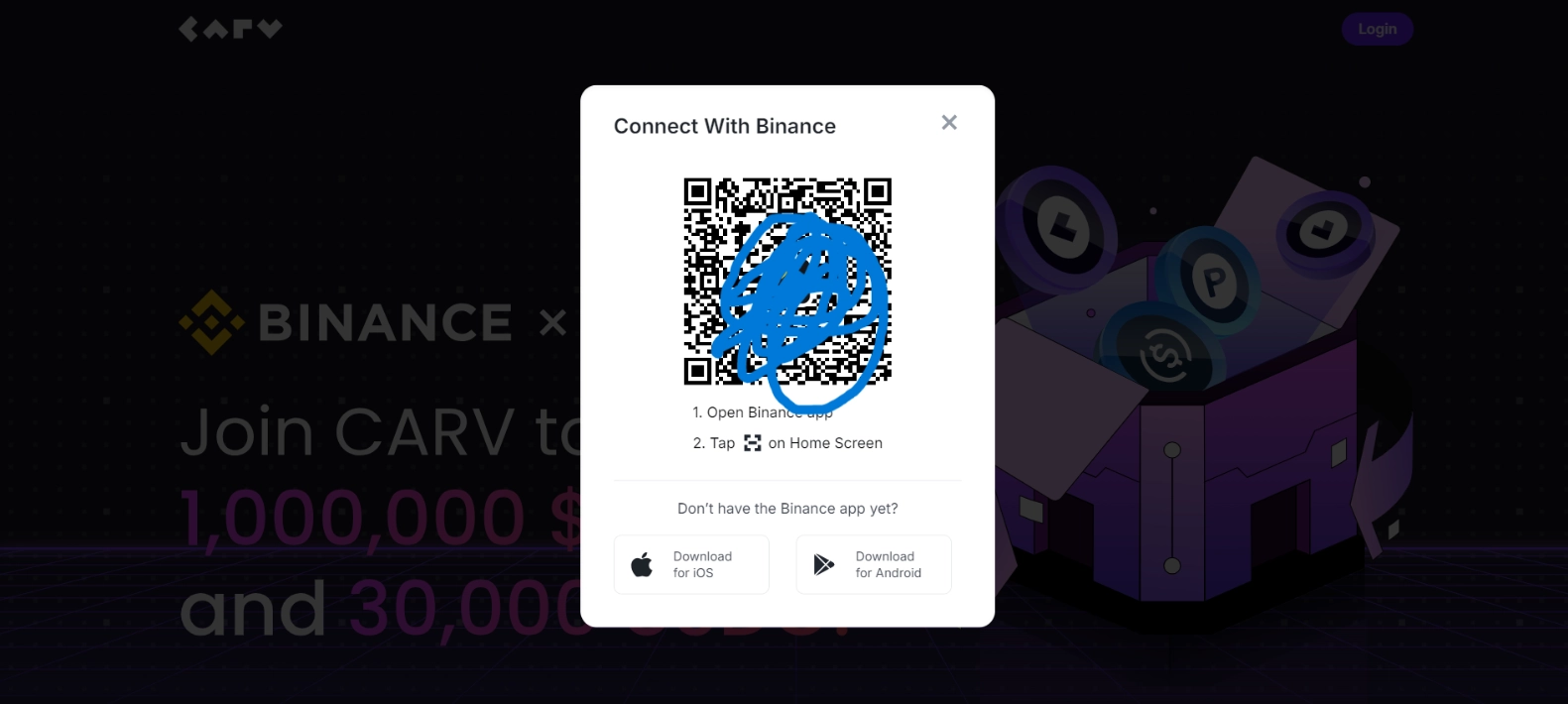 Kết nối Binance để tham gia CARV Airdrop