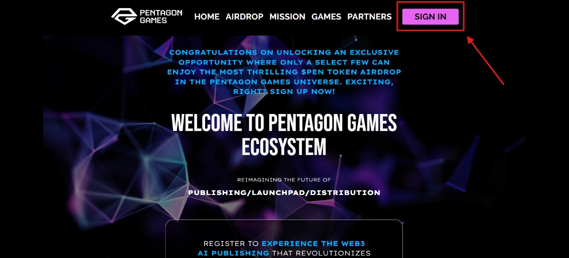 Đăng nhập vào Pentagon Airdrop