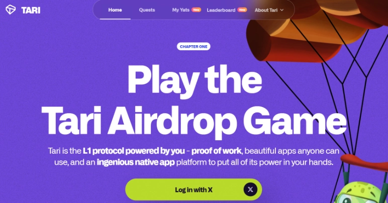 Truy cập Tari Airdrop và kết nối X