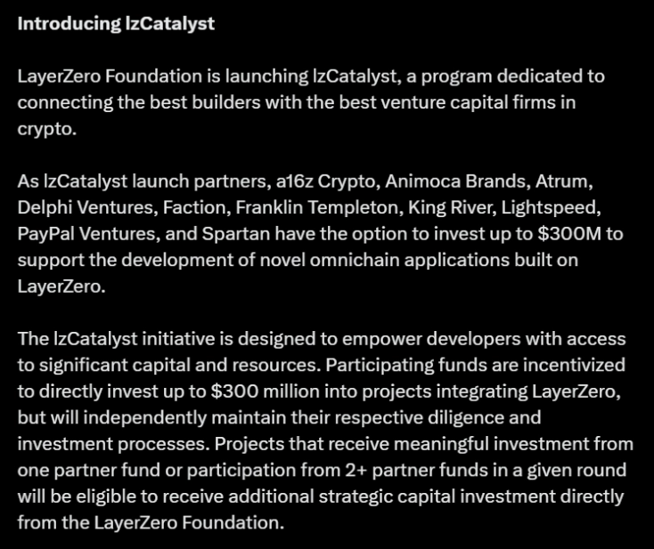 LayerZero Foundation announced plans to launch lzCatalyst