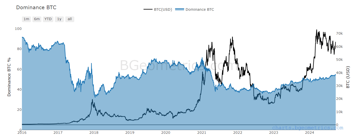 Biểu đồ sự thống trị của Bitcoin