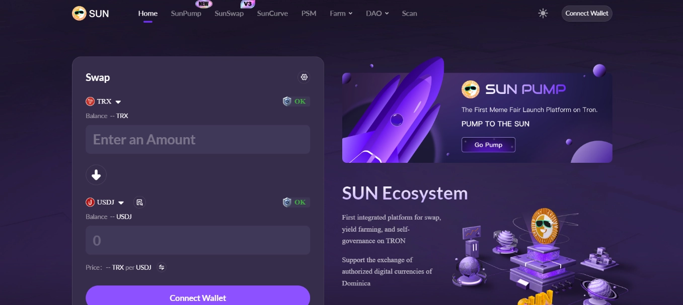 SUN.io một trong những dự án hàng đầu trên hệ sinh thái TRON