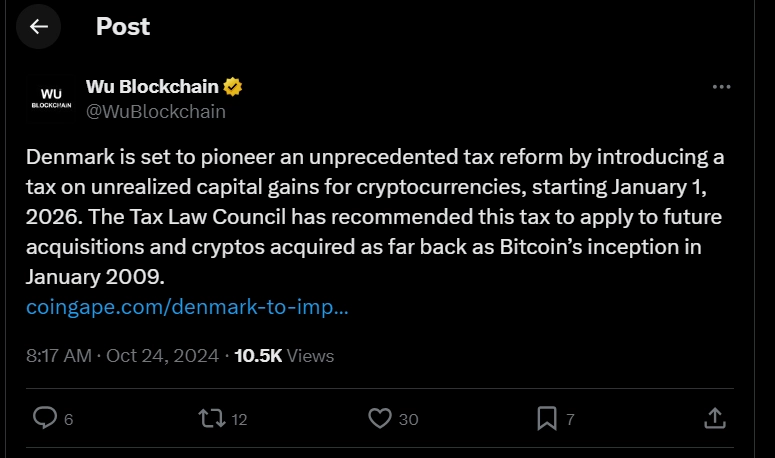 Denmark Will Tax Crypto in 2026