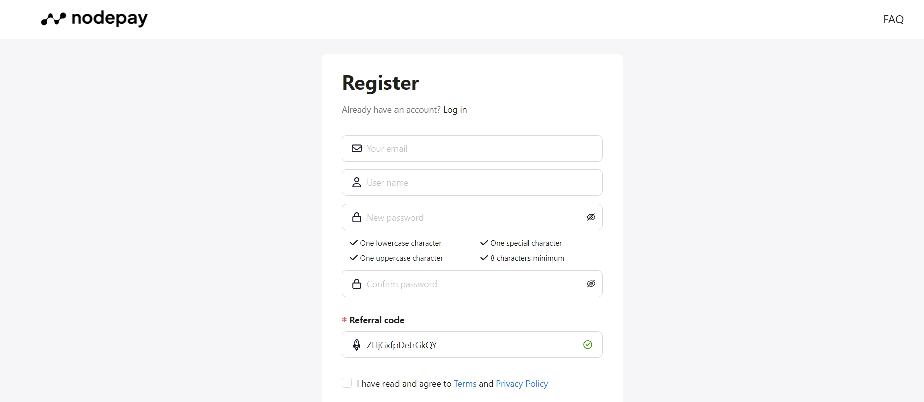 Register an account