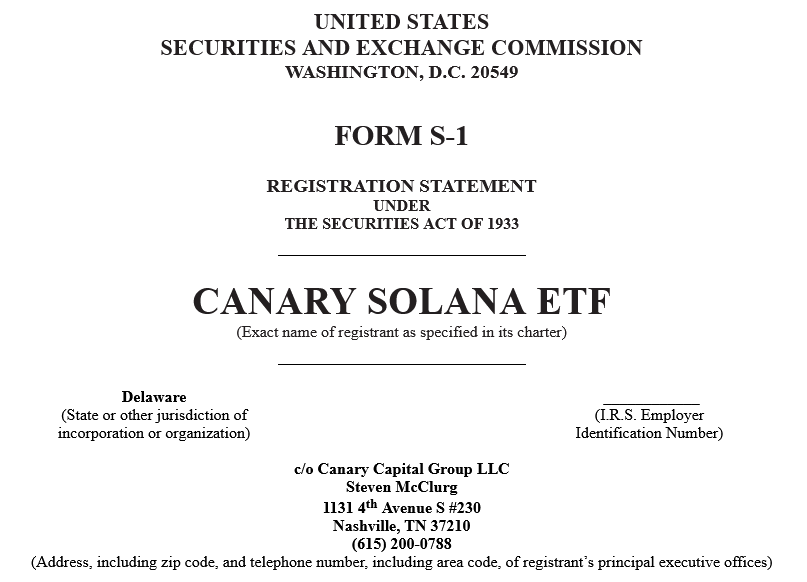 Canary Capital chính thức nộp đơn đăng ký Solana ETF