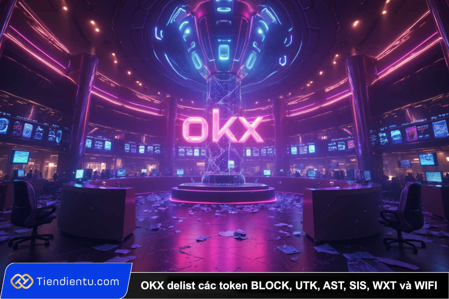 OKX thong bao delist cac token BLOCK UTK AST SIS WXT va WIFI