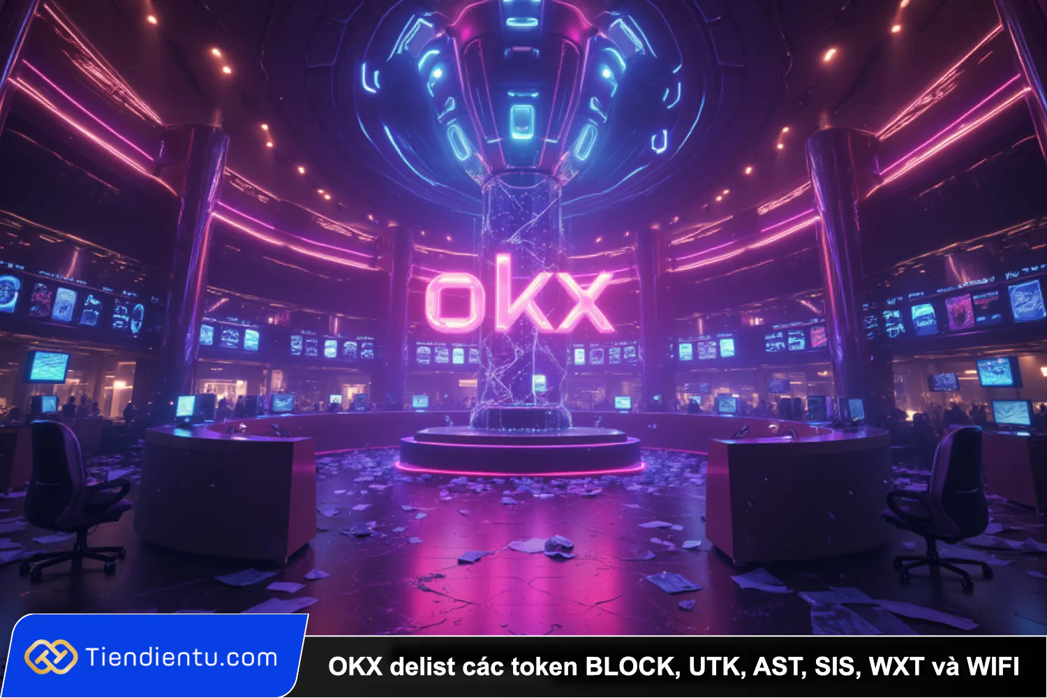 OKX thong bao delist cac token BLOCK UTK AST SIS WXT va WIFI