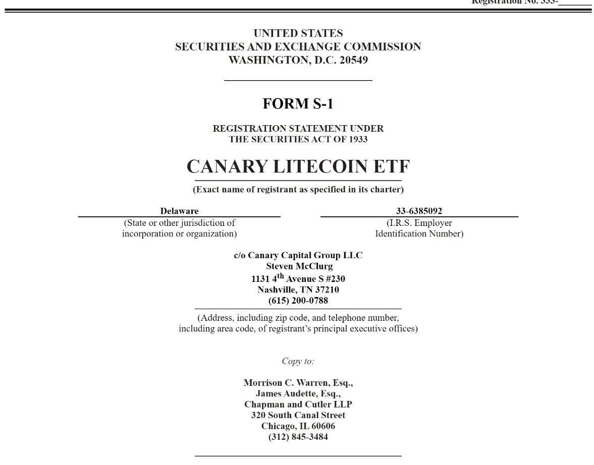 Canary Capital Files for Litecoin ETF