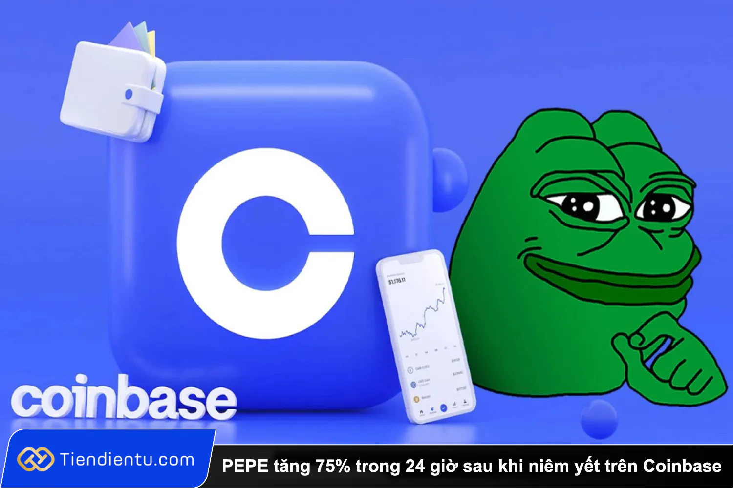 Tiendientu PEPE tang 75 trong 24 gio sau khi niem yet tren Coinbase