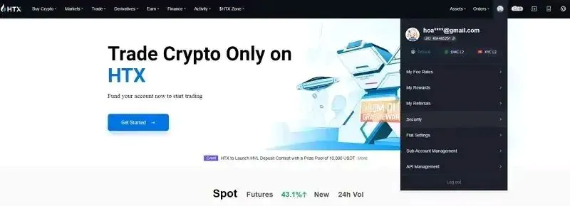 bật bảo mật 2fa trên huobi