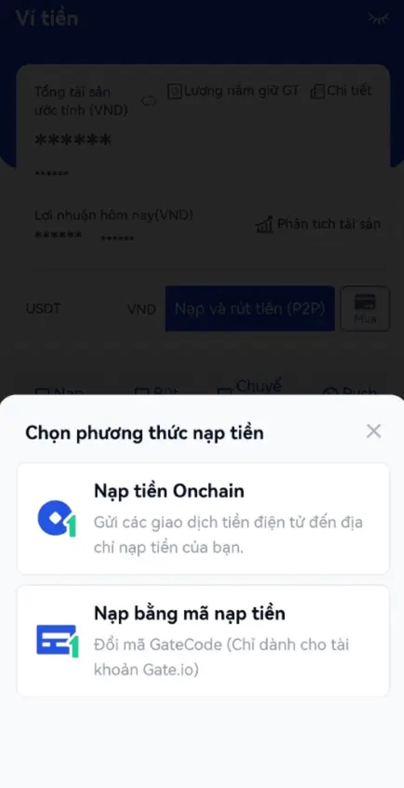 cách nạp tiền sàn gate qua app