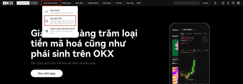 giao dịch p2p sàn okx