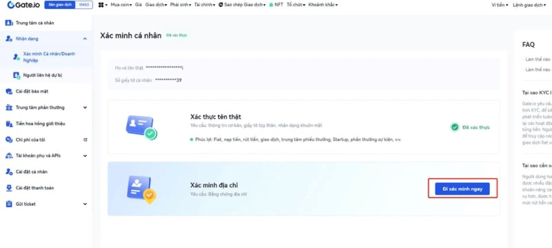 xác minh kyc 3 sàn gate
