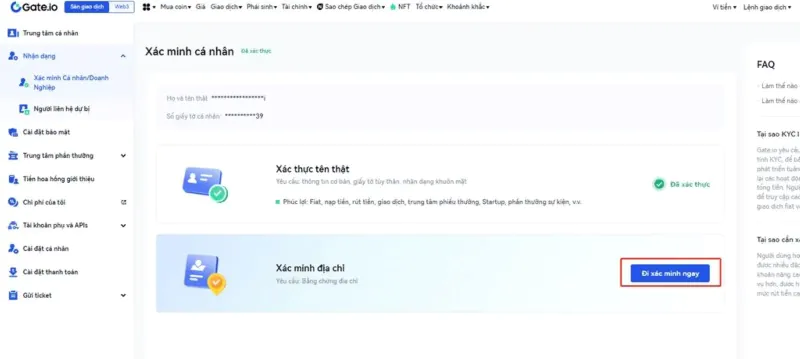xác minh kyc 3 sàn gate