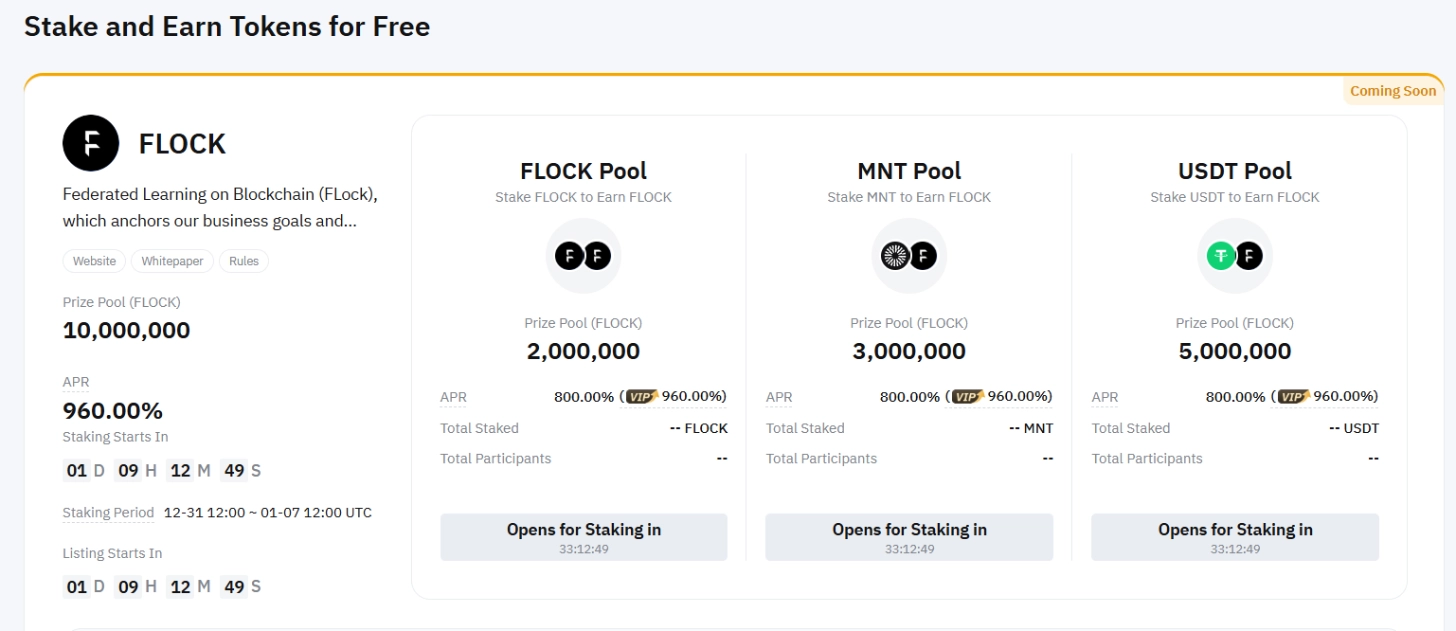 Stake MNT, FLOCK hoặc USDT để chia sẻ 10 triệu FLOCK trên Bybit