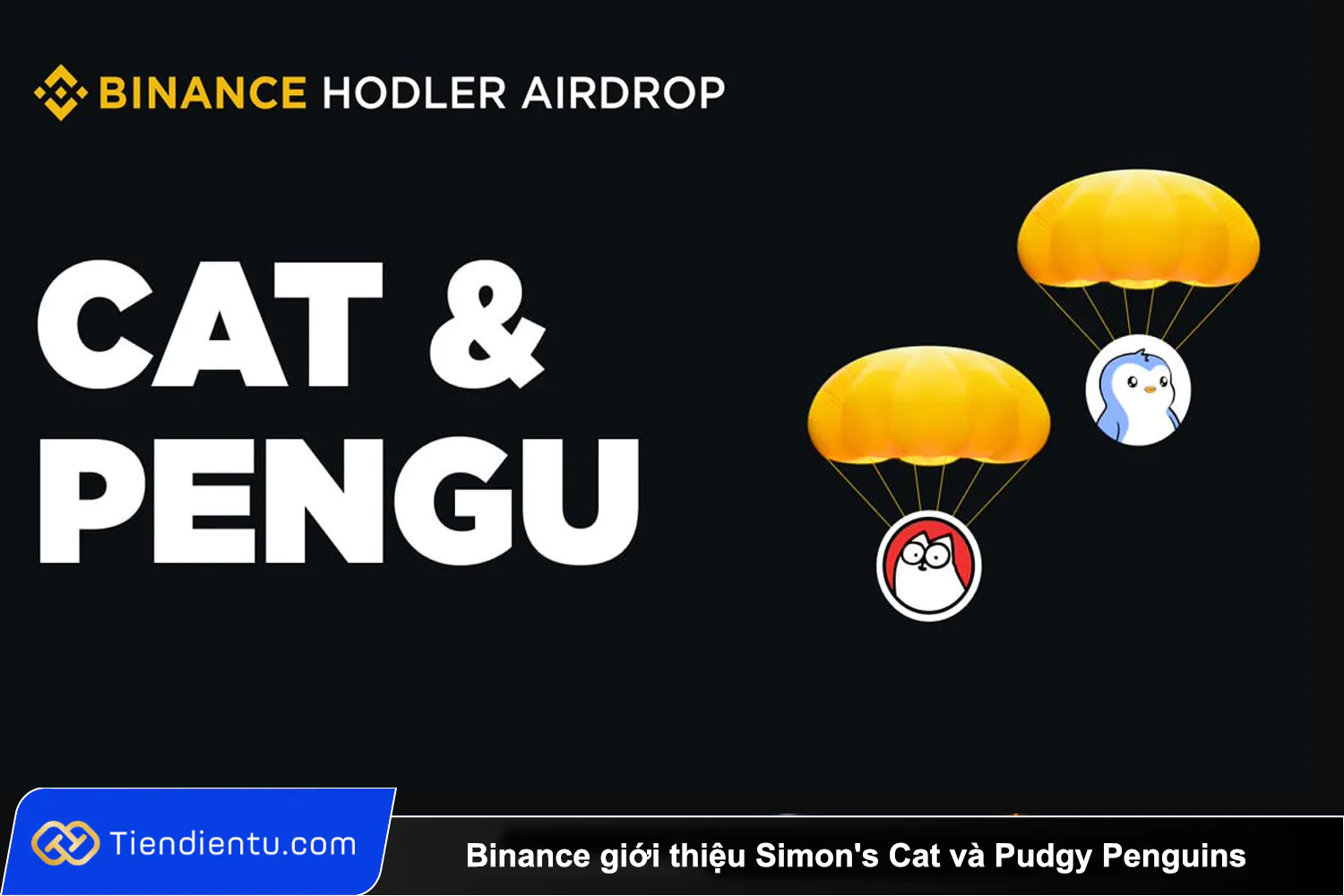 Binance gioi thieu Simons Cat 1000CAT va Pudgy Penguins PENGU tren HODLer Airdrops Portal