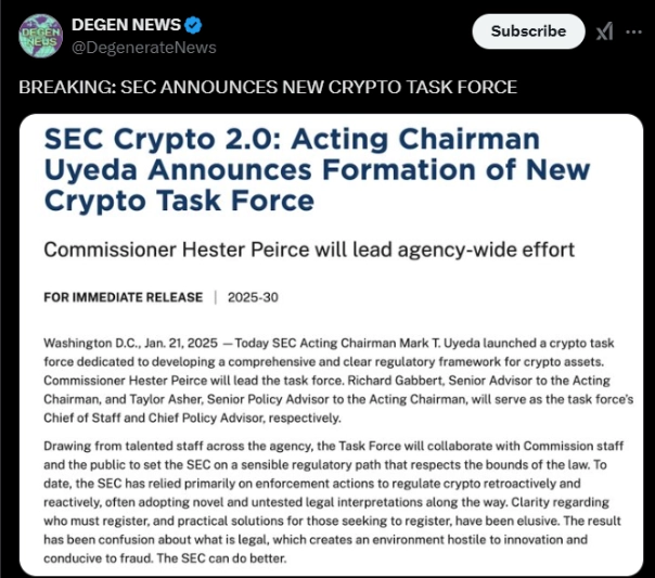 SEC Establishes Task Force Specialized in Crypto