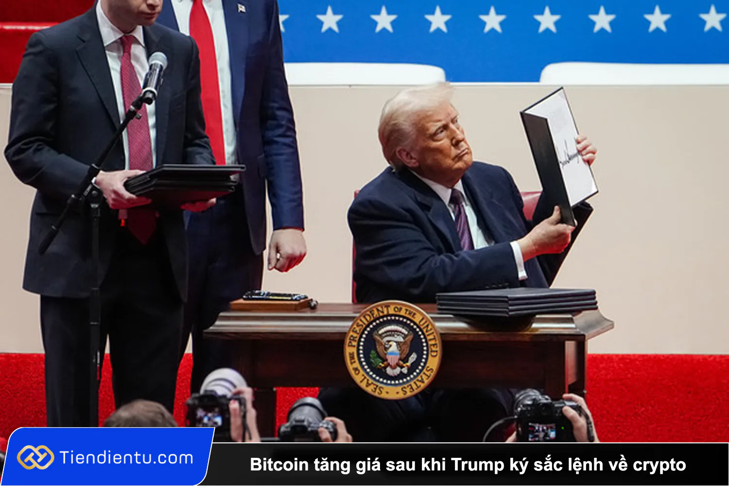 Tiendientu Bitcoin tang gia sau khi Trump ky sac lenh ve crypto