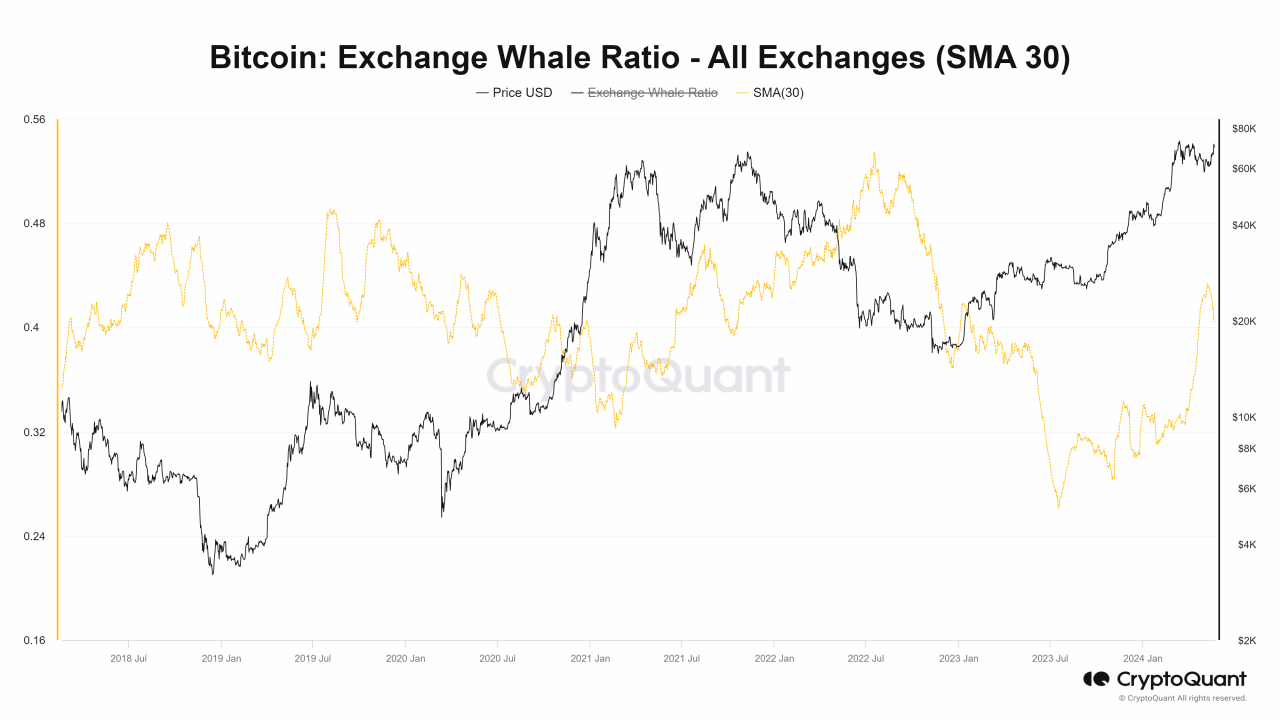 Bitcoin Exchange Whale Ratio