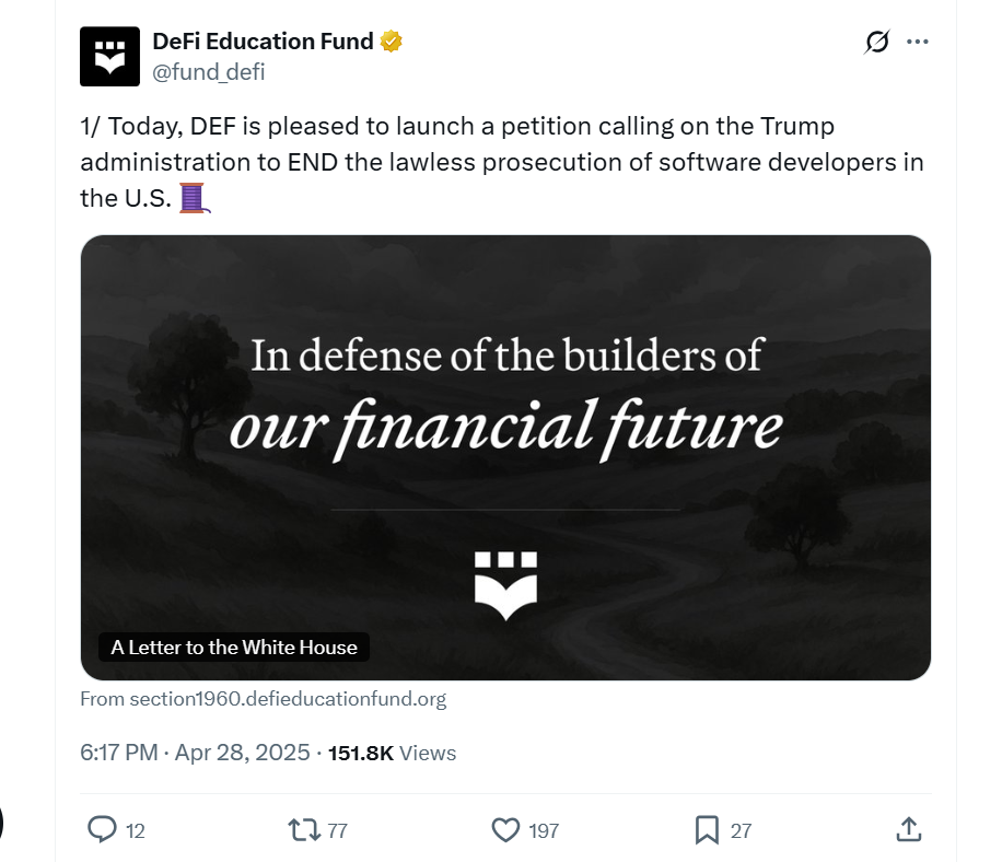 Lời kêu gọi của nhóm Defi Education Fund