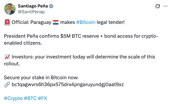 Tài khoản X của Tổng thống Paraguay bị hack