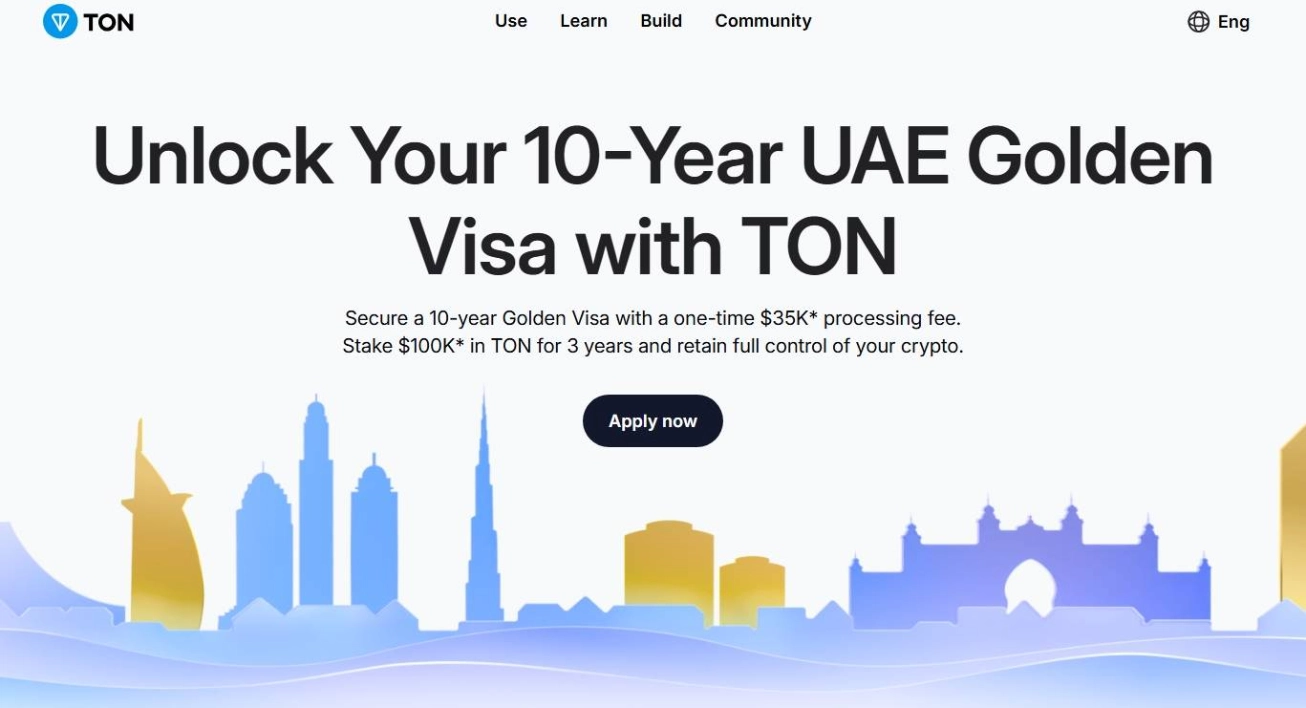Thông tin về Golden Visa được niêm yết trên trang web của The Open Network