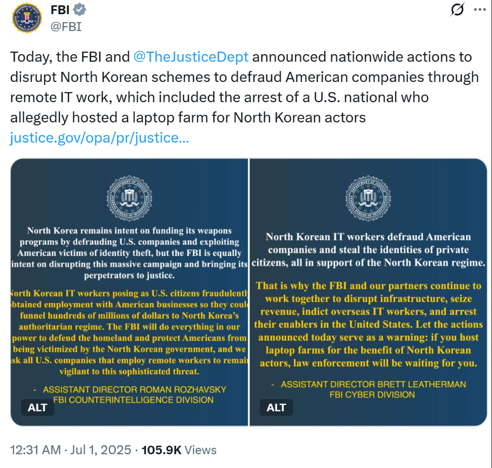FBI và DOJ phá vỡ các âm mưu của Triều Tiên