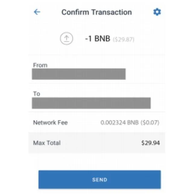 Chuyển tiếp tới Trust Wallet, nhấp vào mục send nhằm xác nhận giao dịch