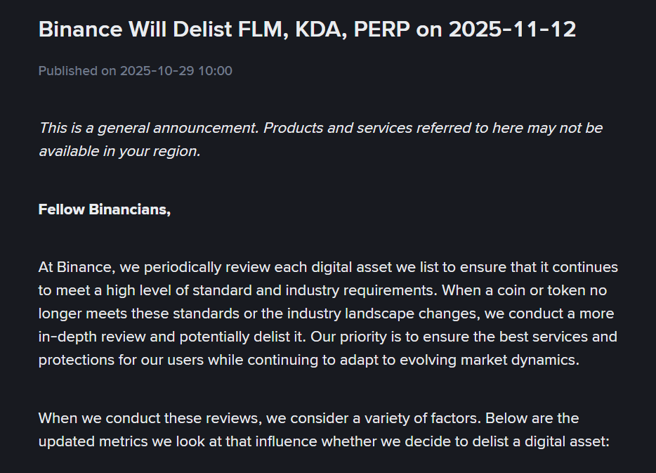 Thông báo của Binance