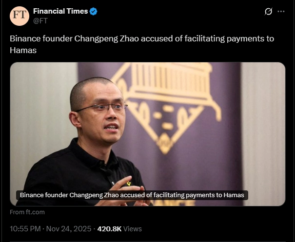 Binance bị cáo buộc "tiếp tay cho khủng bố" 
