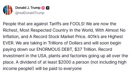 Bài đăng của Donald Trump