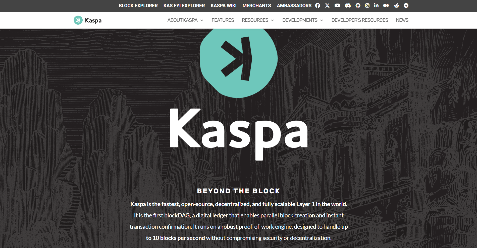 Trang chủ của Kaspa (KAS) là gì?