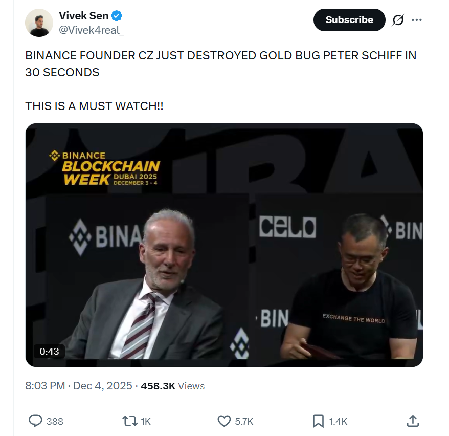 CZ và Peter Schiff tranh luận ở Binance Week