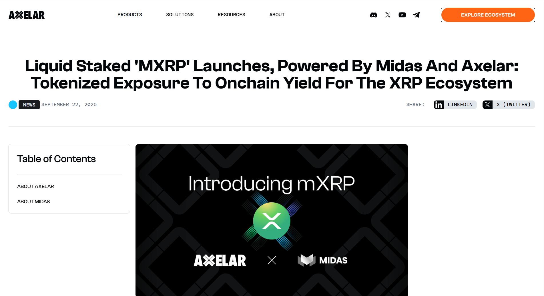 Giao diện trang chủ Axelar Network (AXL) là gì