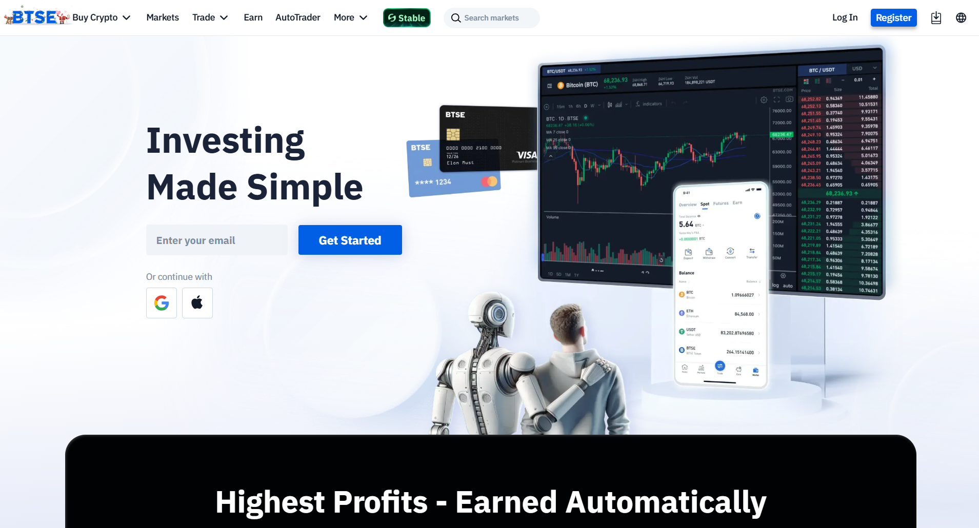 Giao diện trang chủ BTSE token là gì