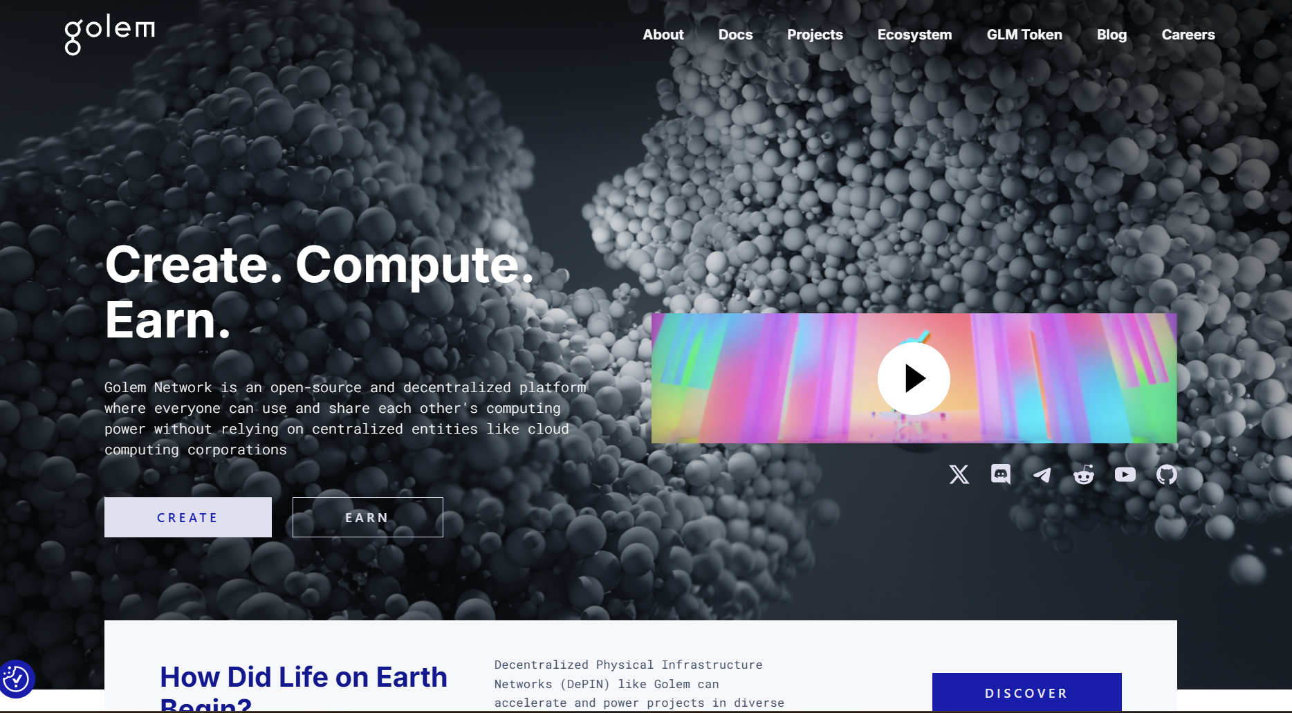 Giao diện trang chủ Golem Network (GLM) là gì
