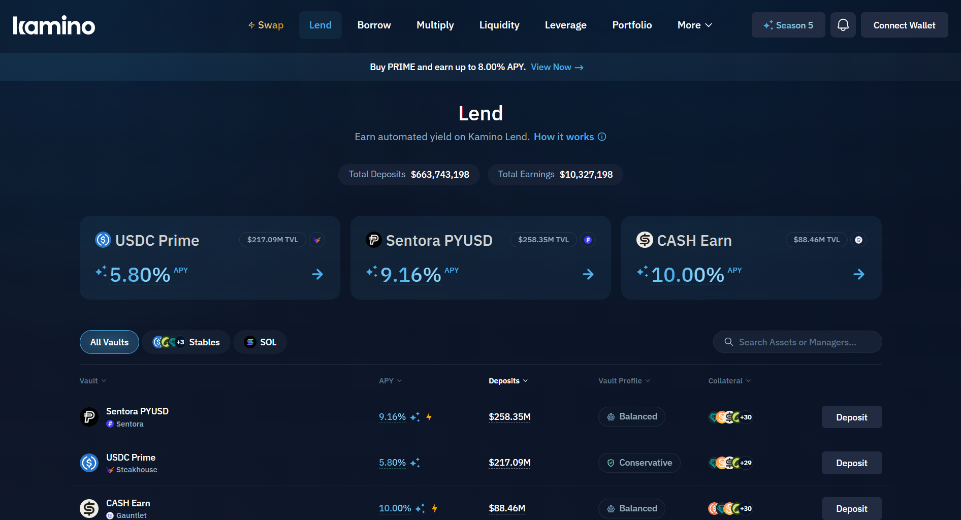 Giao diện trang chủ Kamino (KMNO) là gì