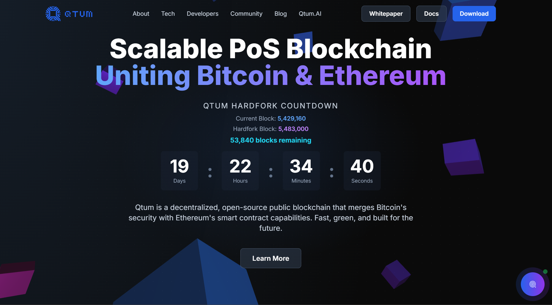 Giao diện trang chủ Qtum là gì