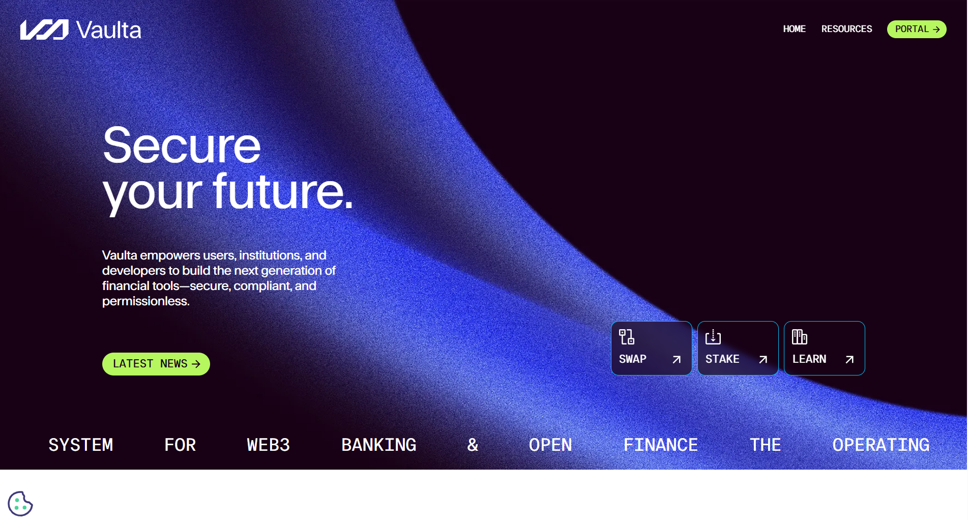 Giao diện trang chủ Vaulta Coin là gì